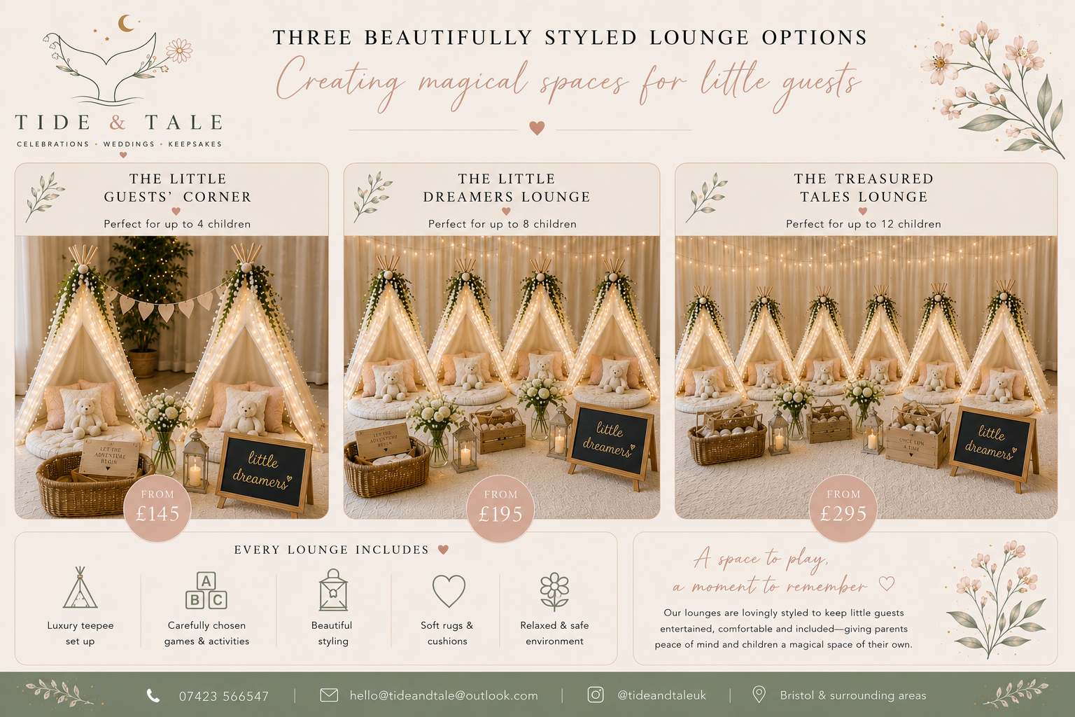 Three beautifully styled wedding lounge options