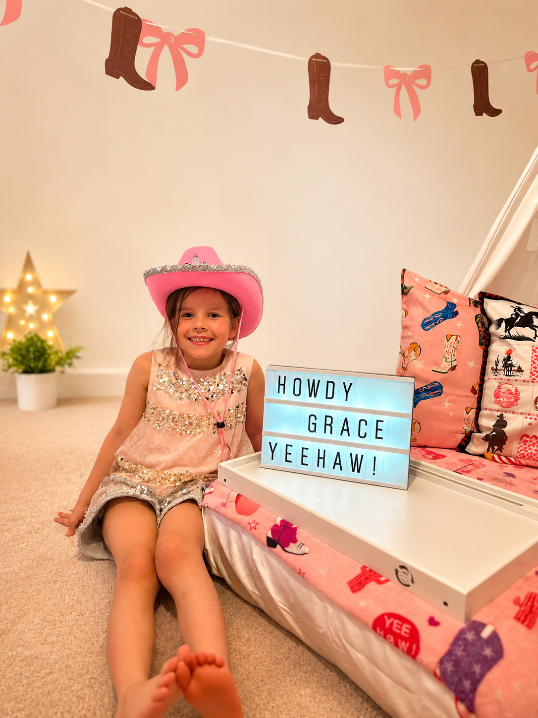 Grace enjoying her Little Cowgirls Club sleepover